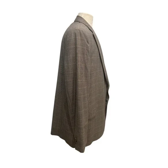 Cremieux Collection 46L Wool Blazer Loro Piana Fabric Windowpane Plaid Canada